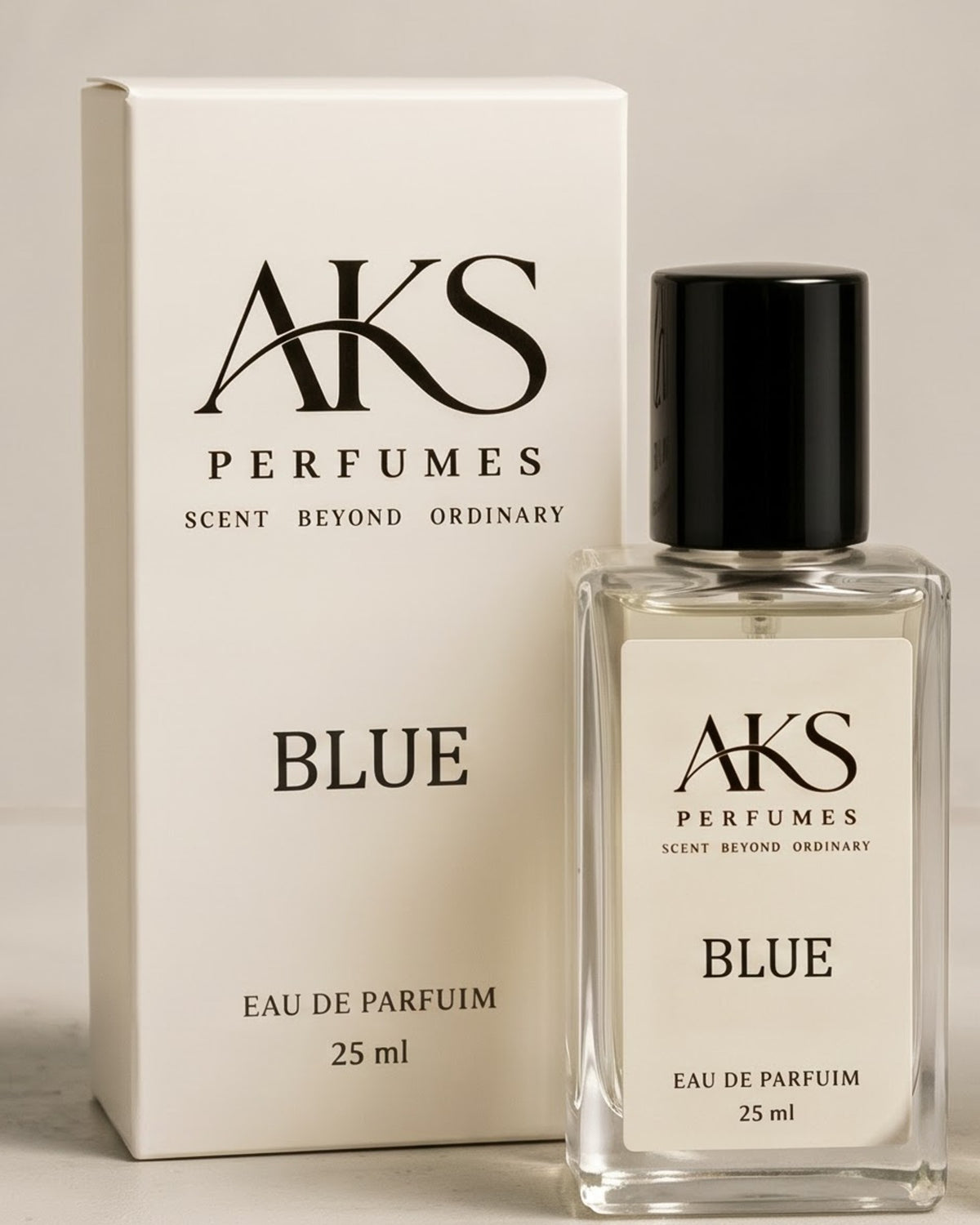 AKS Perfumes BLUE eau de parfum bottle and box