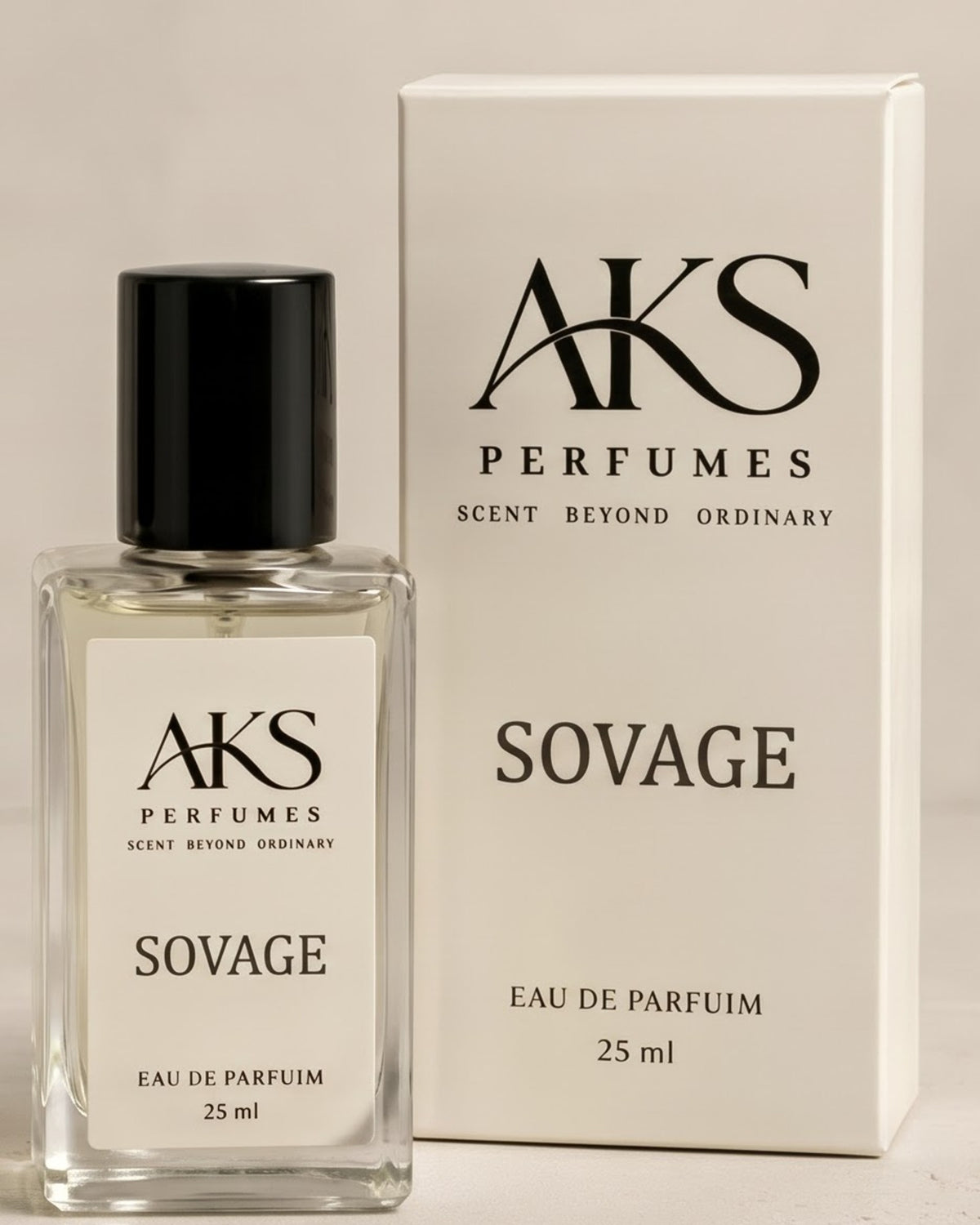 AKS Perfumes SOVAGE eau de parfum bottle and box